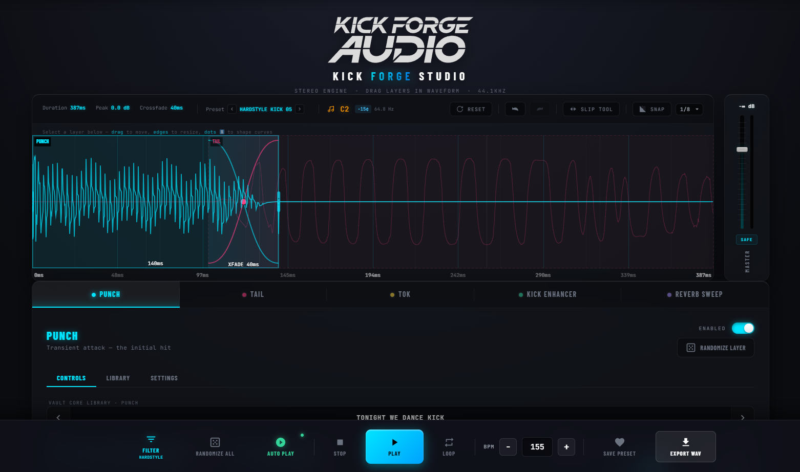 Kick Forge Studio interface